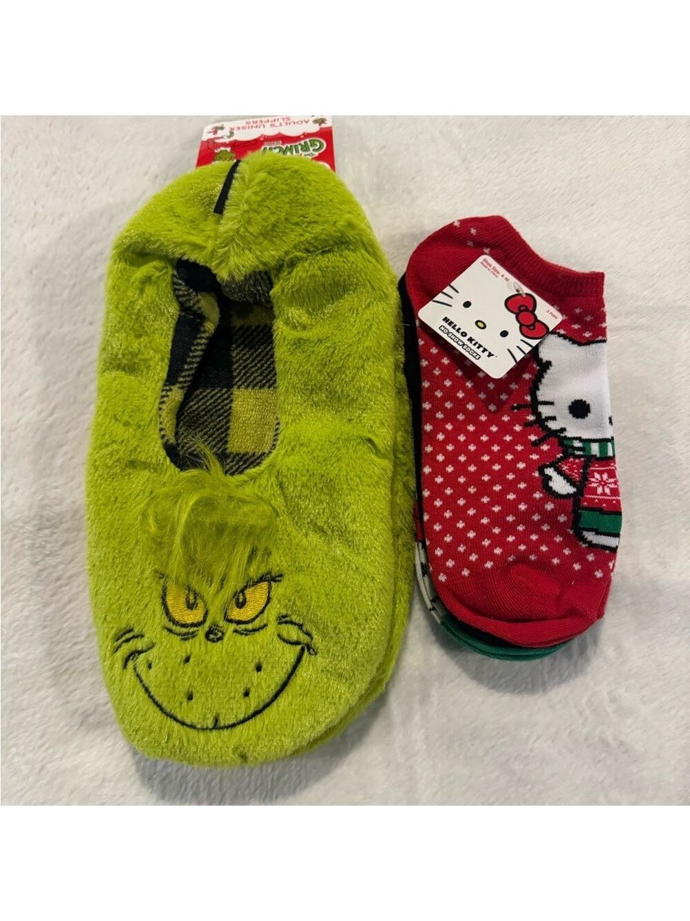 Grinch/Hello Kitty Christmas Slipper & Socks - Both NWT